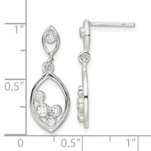 Load image into Gallery viewer, Sterling Silver Polished CZ Oval Dangle Post Earrings
