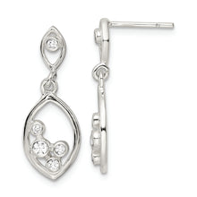 Load image into Gallery viewer, Sterling Silver Polished CZ Oval Dangle Post Earrings
