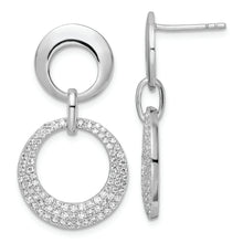 Load image into Gallery viewer, Sterling Silver Rhodium-plated Pave CZ Interlocking Circles Post Earrings
