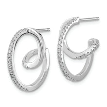 Load image into Gallery viewer, Sterling Silver Rhodium-plated CZ Twisted Hoop Earrings

