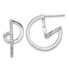 Load image into Gallery viewer, Sterling Silver Rhodium-plated CZ Twisted Hoop Earrings
