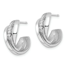 Load image into Gallery viewer, Sterling Silver Rhodium-plated Polished CZ Twisted Post Earrings
