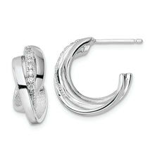 Load image into Gallery viewer, Sterling Silver Rhodium-plated Polished CZ Twisted Post Earrings
