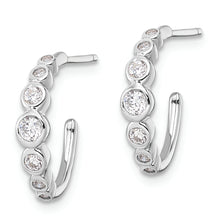 Load image into Gallery viewer, Sterling Silver Rhodium-plated CZ Post Hoop Earrings
