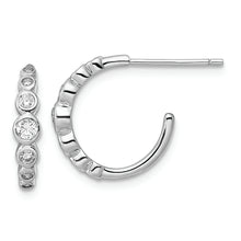 Load image into Gallery viewer, Sterling Silver Rhodium-plated CZ Post Hoop Earrings
