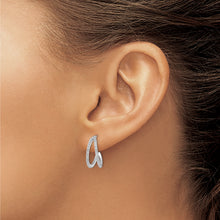 Load image into Gallery viewer, Sterling Silver Polished Rhodium-plated CZ Post Hoop Earrings
