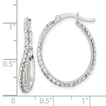 Load image into Gallery viewer, Sterling Silver CZ Oval Hoop Earrings
