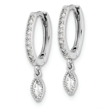 Load image into Gallery viewer, Sterling Silver Rhodium-plated Polished CZ Hinged Hoop Earrings
