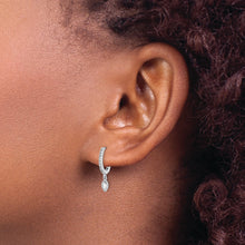 Load image into Gallery viewer, Sterling Silver Rhodium-plated Polished CZ Hinged Hoop Earrings
