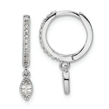 Load image into Gallery viewer, Sterling Silver Rhodium-plated Polished CZ Hinged Hoop Earrings
