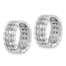 Load image into Gallery viewer, Sterling Silver Rhodium-plated Polished CZ Hinged Hoop Earrings
