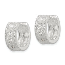 Load image into Gallery viewer, Sterling Silver CZ Hinged Hoop Earrings
