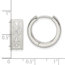 Load image into Gallery viewer, Sterling Silver CZ Hinged Hoop Earrings
