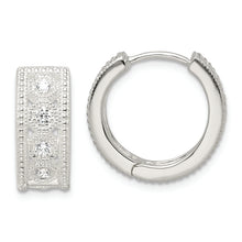 Load image into Gallery viewer, Sterling Silver CZ Hinged Hoop Earrings
