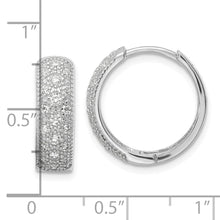 Load image into Gallery viewer, Sterling Silver Polished Rhodium-plated CZ Hinged Hoop Earrings
