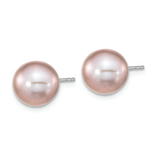 Load image into Gallery viewer, Sterling Silver Rh-pl 9-10mm Purple Round FWC Pearl Earring
