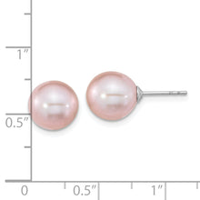 Load image into Gallery viewer, Sterling Silver Rh-pl 9-10mm Purple Round FWC Pearl Earring
