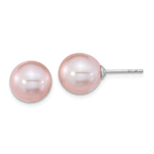Load image into Gallery viewer, Sterling Silver Rh-pl 9-10mm Purple Round FWC Pearl Earring
