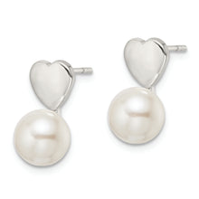 Load image into Gallery viewer, Sterling Silver Shell Pearl Heart Post Earrings

