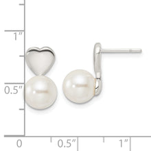 Load image into Gallery viewer, Sterling Silver Shell Pearl Heart Post Earrings
