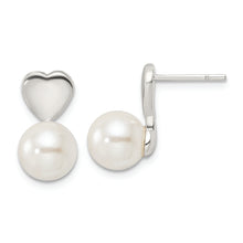 Load image into Gallery viewer, Sterling Silver Shell Pearl Heart Post Earrings
