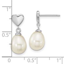 Load image into Gallery viewer, Sterling Silver Rho-plated 7x9mm White Teardrop FWC Pearl Dangle Earrings
