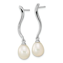 Load image into Gallery viewer, Sterling Silver Rhodium-plated 7x9mm Teardrop FWC Pearl Dangle Earrings
