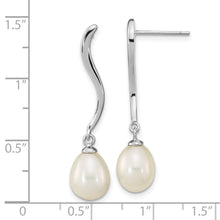 Load image into Gallery viewer, Sterling Silver Rhodium-plated 7x9mm Teardrop FWC Pearl Dangle Earrings
