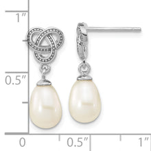 Load image into Gallery viewer, Sterling Silver Rhodium-plated 6-7mm White Rice FWC Post Dangle Earrings
