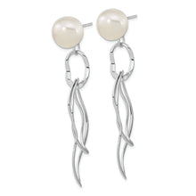 Load image into Gallery viewer, Sterling Silver Rhod-plated 10-11mm White Baroque FWC Pearl Dangle Earrings
