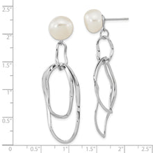Load image into Gallery viewer, Sterling Silver Rhod-plated 10-11mm White Baroque FWC Pearl Dangle Earrings
