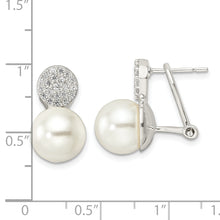 Load image into Gallery viewer, Sterling Silver Imitation Shell Pearl and CZ Omega Back Earrings

