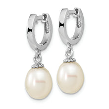 Load image into Gallery viewer, Sterling Silver Rhodium-plated 8-9mm White Teardrop FWC Pearl Earrings
