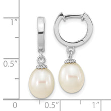 Load image into Gallery viewer, Sterling Silver Rhodium-plated 8-9mm White Teardrop FWC Pearl Earrings
