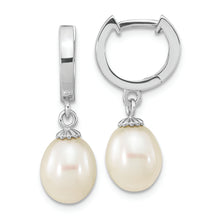 Load image into Gallery viewer, Sterling Silver Rhodium-plated 8-9mm White Teardrop FWC Pearl Earrings
