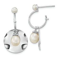 Load image into Gallery viewer, Sterling Silver Rhodium-plated 3-6mm White Rice FWC Pearl Dangle Earrings
