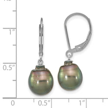 Load image into Gallery viewer, Sterling Silver Rhodium-plated 9-10mm Tahitian Saltwater Pearl Earrings
