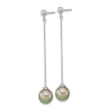 Load image into Gallery viewer, Sterling Silver Rhodium-plated 9-10mm Tahitian Saltwater Pearl Earrings
