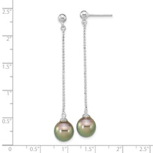 Load image into Gallery viewer, Sterling Silver Rhodium-plated 9-10mm Tahitian Saltwater Pearl Earrings
