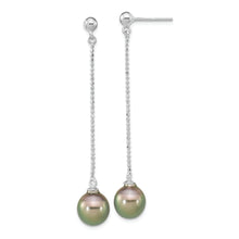 Load image into Gallery viewer, Sterling Silver Rhodium-plated 9-10mm Tahitian Saltwater Pearl Earrings
