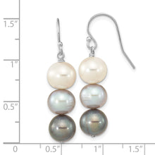 Load image into Gallery viewer, Sterling Silver Rhodium-plated 8-9mm Black/White/Grey FWC Pearl Earrings
