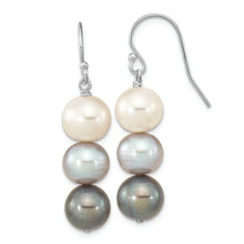 Load image into Gallery viewer, Sterling Silver Rhodium-plated 8-9mm Black/White/Grey FWC Pearl Earrings
