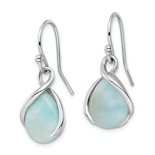 Load image into Gallery viewer, Sterling Silver Rhodium-plated Pear Shape Larimar Twist Dangle Earrings
