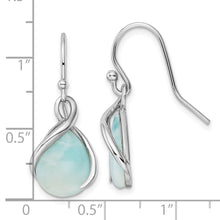 Load image into Gallery viewer, Sterling Silver Rhodium-plated Pear Shape Larimar Twist Dangle Earrings
