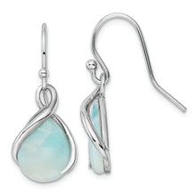 Load image into Gallery viewer, Sterling Silver Rhodium-plated Pear Shape Larimar Twist Dangle Earrings
