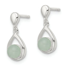 Load image into Gallery viewer, Sterling Silver Polished Light Blue Quartzite Post Teardrop Dangle Earrings
