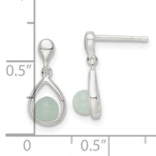 Load image into Gallery viewer, Sterling Silver Polished Light Blue Quartzite Post Teardrop Dangle Earrings
