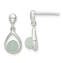 Load image into Gallery viewer, Sterling Silver Polished Light Blue Quartzite Post Teardrop Dangle Earrings
