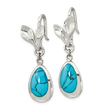 Load image into Gallery viewer, Sterling Silver Polished Reconstituted Turquoise Teardrop Earrings
