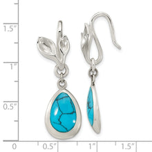 Load image into Gallery viewer, Sterling Silver Polished Reconstituted Turquoise Teardrop Earrings
